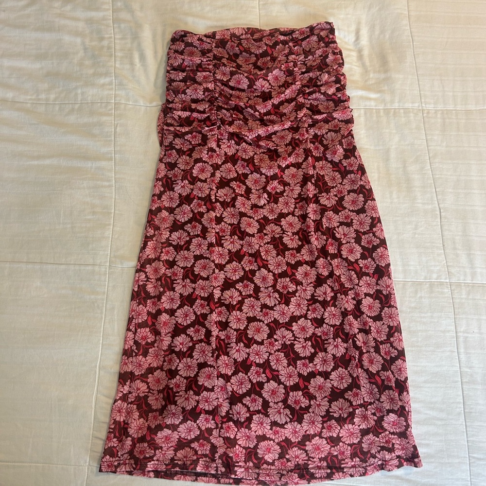 MINKPINK Pink Floral Midi Skirt